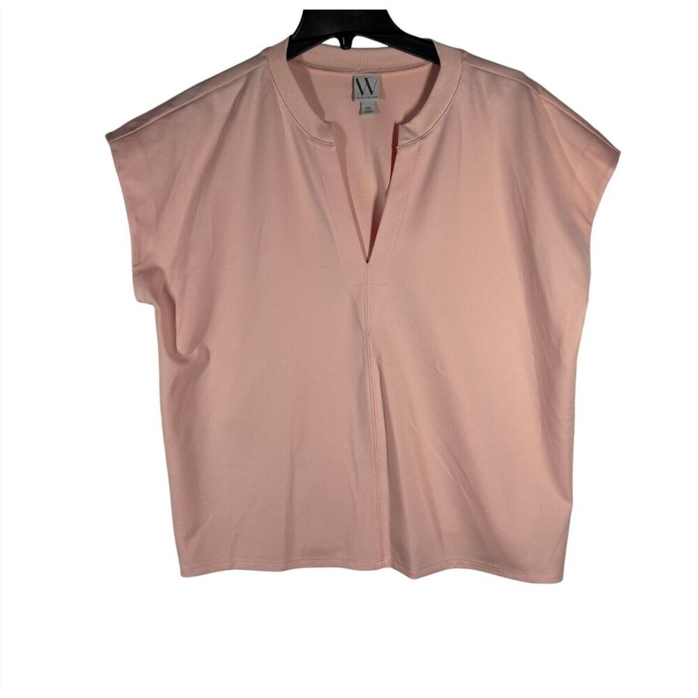 Worthington‎ Womens Pink V-Neck Sleeveless Loose-Fit Top Size XXL NWT